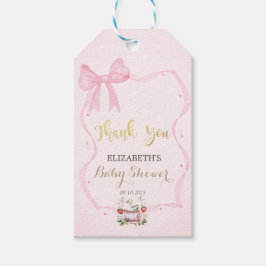 イチゴ，ガチョウ，ボウフレームドット赤ちゃんシャワー ギフトタグ