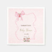 イチゴ，ガチョウ，ボウフレームドット赤ちゃんシャワー スタンダードカクテルナプキン (正面)