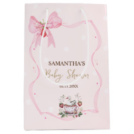 イチゴ，ガチョウ，ボウフレームドット赤ちゃんシャワー ミディアムペーパーバッグ