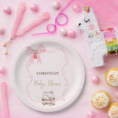 イチゴ、ガチョウ、リボン フレーム ドット ベビー シャワー ペーパープレート (パーティー)