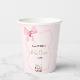 イチゴ、ガチョウ、リボン フレーム ドット ベビー シャワー 紙コップ