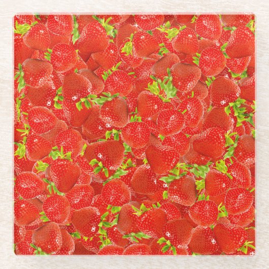 イチゴ ガラスコースター (正面)