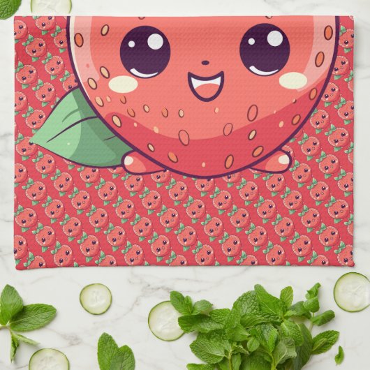 イチゴ キッチンタオル (折り畳み)