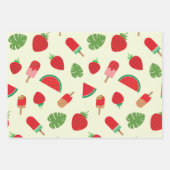 イチゴ、スイカ及びポピクル模様 ラッピングペーパーシート (正面3)
