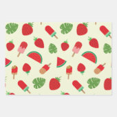 イチゴ、スイカ及びポピクル模様 ラッピングペーパーシート (正面2)