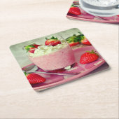 イチゴ スクエアペーパーコースター (アングル)