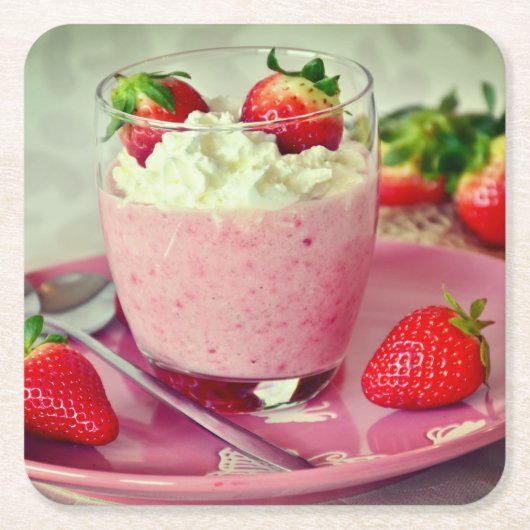 イチゴ スクエアペーパーコースター (正面)