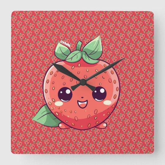 イチゴ スクエア壁時計 (正面)