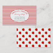 イチゴ&ストライプの名パーソナライズされた刺 名刺 (正面/裏面)