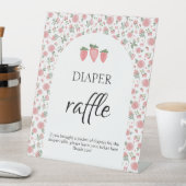 イチゴ&バラベビーシャワーおむつラッフルサイン 台座サイン (インサイチュ)