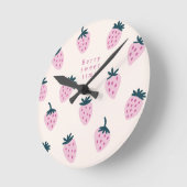 イチゴ(ピンク) ラウンド壁時計 (傾斜)