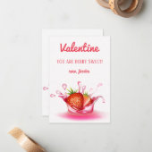 イチゴ フルーツ ベリー スイート バレンタインデー ノートカード (正面/裏面インサイチュ)