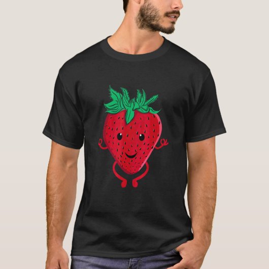 イチゴ フルーツ ヨガ インストラクター 瞑想 Tシャツ (正面)
