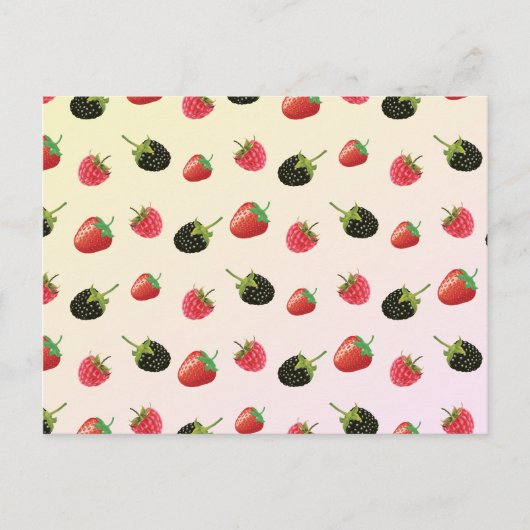 イチゴ、ブラックベリー、ラズベリー:おいしい果物 ポストカード (正面)