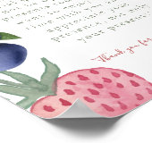 イチゴ&ブルーベリーパーティーサンキューギフトサイン ポスター (角)