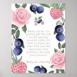 イチゴ&ブルーベリーパーティーサンキューギフトサイン ポスター