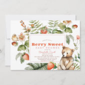 イチゴ&ベアーベリースイートガールベビーシャワー 招待状 (正面)