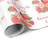 イチゴ ベリー スウィート 1歳の誕生日パーティー 可愛い ラッピングペーパー (ロールコーナー)