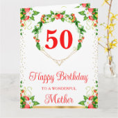 イチゴ&ホワイトフラワーズマザー誕生日カード カード (黄色い花)