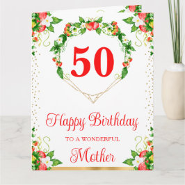 イチゴ&ホワイトフラワーズマザー誕生日カード カード