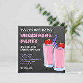 イチゴ ミルクシェイク 黒板 誕生日パーティー 招待状 (スタンド正面)