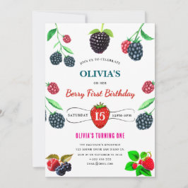 イチゴ&ラズベリー誕生日パーティーの招待状 招待状