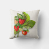 イチゴ、リアルヴィンテージ植物スケッチ クッション (裏面)