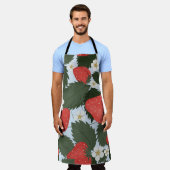 イチゴ：夏の果実パターンデザイン。 エプロン (着用した状態)