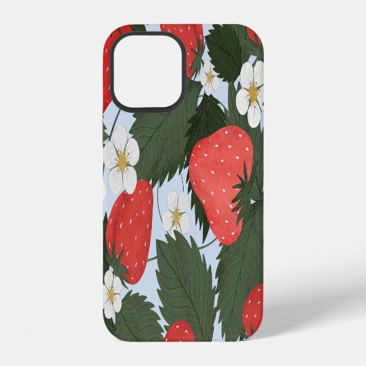 イチゴ:夏の果実パターンデザイン。 iPhoneケース (裏面)