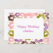 イチゴ・抹茶・チョコレート・宇部餅ドーナツ ポストカード (正面/裏面)