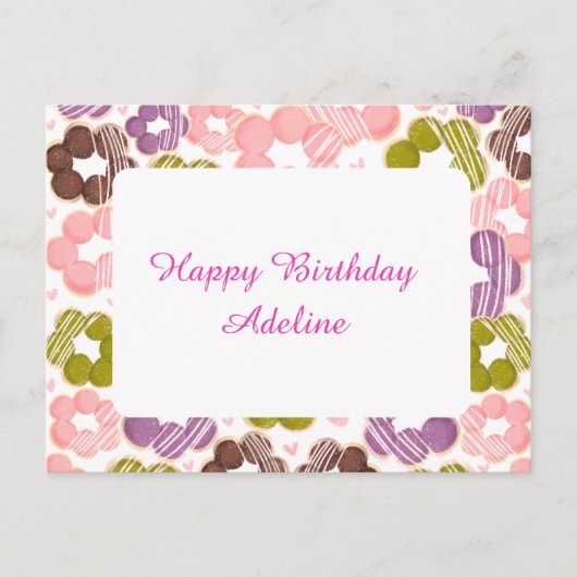 イチゴ・抹茶・チョコレート・宇部餅ドーナツ ポストカード (正面)