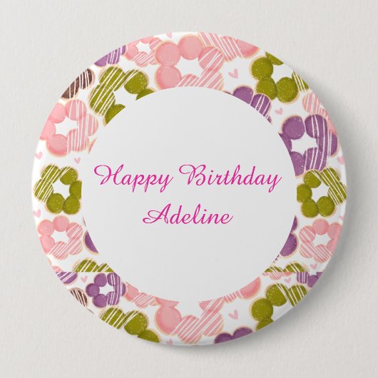 イチゴ・抹茶・チョコレート・宇部餅ドーナツ 缶バッジ (正面)