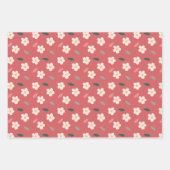 イチゴ、花模様および抽象芸術パターンテーマ ラッピングペーパーシート (正面2)