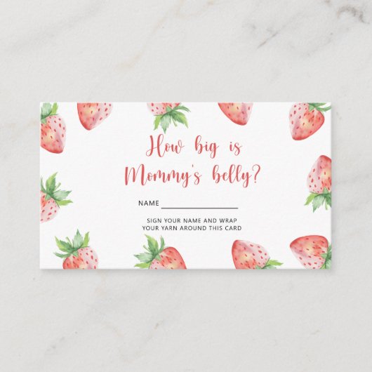 イチゴ – 赤ちゃんシャワーどのように大きいママの腹 エンクロージャーカード (正面)