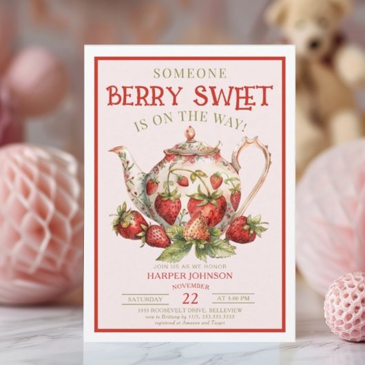 イチゴBerry Sweet Baby Shower 招待状
