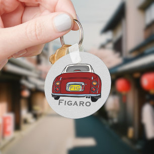 イチジクかわいい赤いフィガロ車名モノグラム キーホルダー
