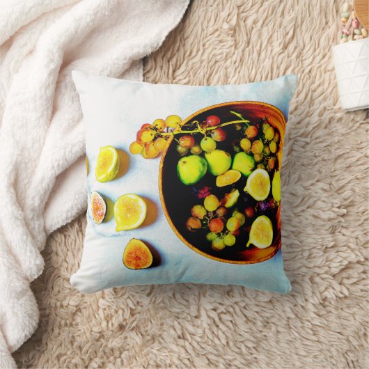 「イチジクとブドウの果実」かわいい写真。買今 クッション (ブランケット)