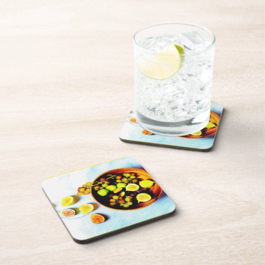 「イチジクとブドウの果実」かわいい写真。買今 コースター (右側)