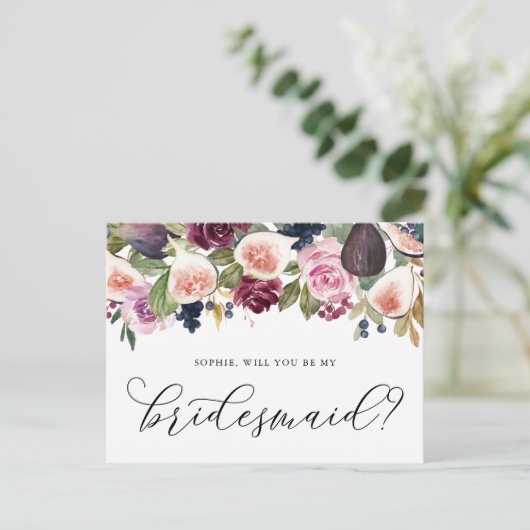 イチジクと紫の花が私の花嫁になる ポストカード (スタンド正面)