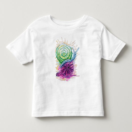 イチジクの中のカラフルなカタツムリ トドラーTシャツ (正面)