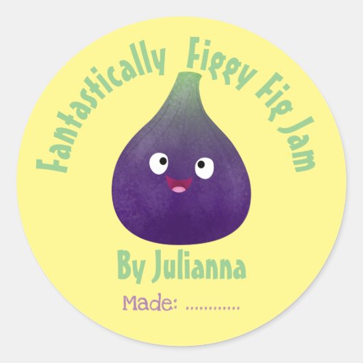 イチジクの可愛い漫画プロダクションラベル ラウンドシール (正面)