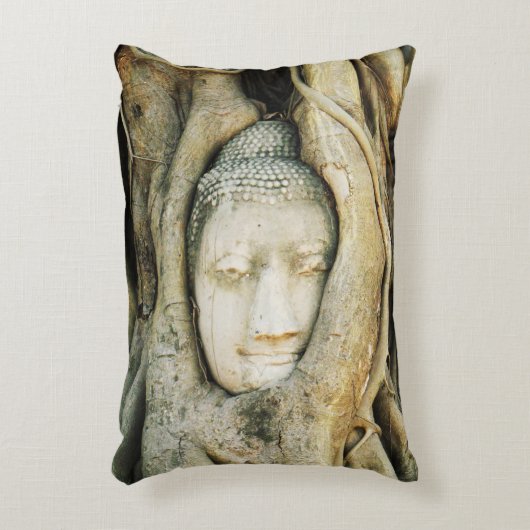 イチジクの木の仏頭…アユタヤ,タイ アクセントクッション (正面(垂直))