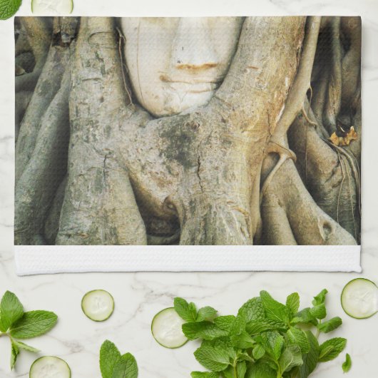 イチジクの木の仏頭…アユタヤ,タイ キッチンタオル (折り畳み)