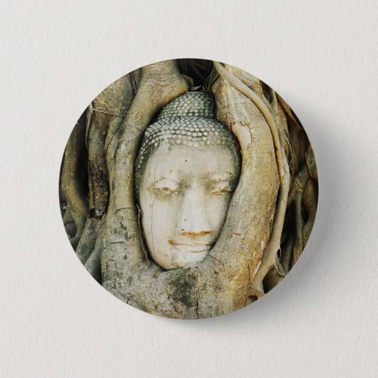 イチジクの木の仏頭…アユタヤ,タイ 缶バッジ (正面)