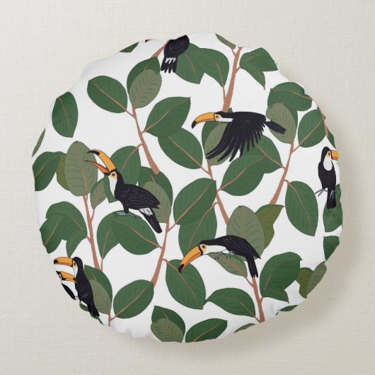 イチジクヤシのを継ぎ目なく葉持つトウカン ラウンドクッション (裏面)