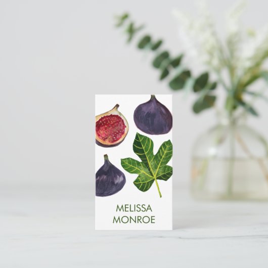 イチジク秋のフルーツ図解入りの、写真付きの 名刺 (スタンド正面)