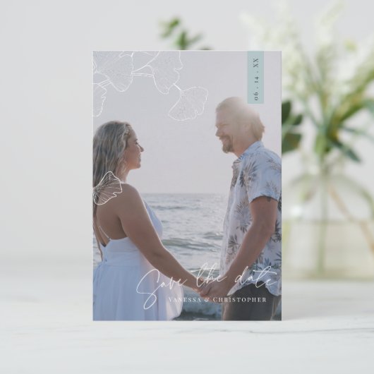 イチョウお洒落ンゴビロバフラット保存カード セーブザデート (スタンド正面)