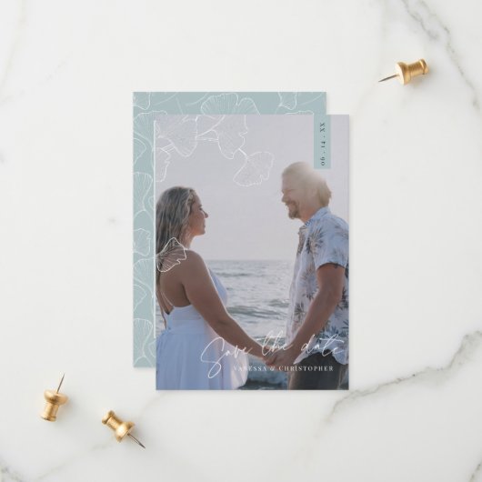 イチョウお洒落ンゴビロバフラット保存カード セーブザデート (正面/裏面インサイチュ)