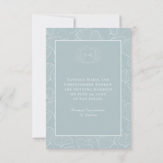 イチョウお洒落ンゴビロバフラット保存カード セーブザデート (裏面)