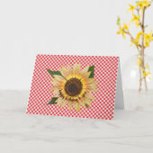 イチョウのヒマワリ赤と白の誕生日 カード (黄色い花)